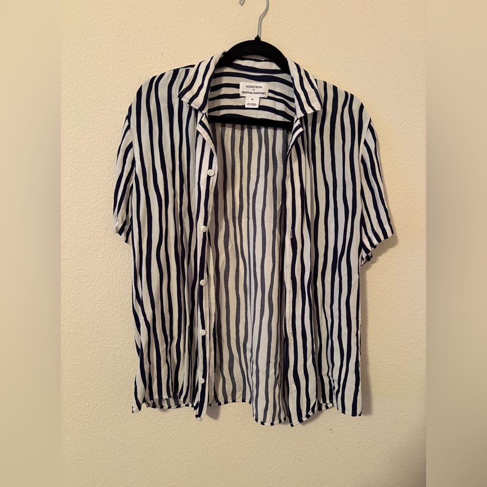 Nordstrom Navy and White Casual Button-Down Shirt